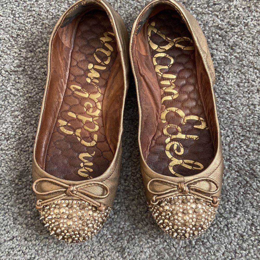 Sam Edelman Flats Gold/Bronze with Spikes women’s size 5